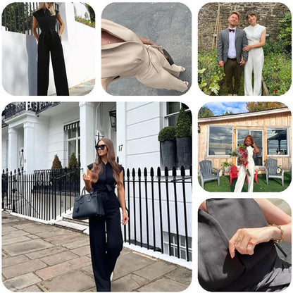 BoldBare™ | Ärmelloses Weitbein-Jumpsuit