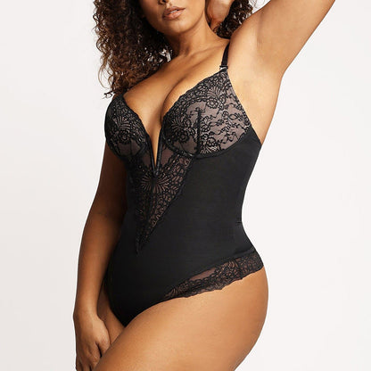 NoirV™ - Tiefer V-Ausschnitt Spitzen Körperanzug